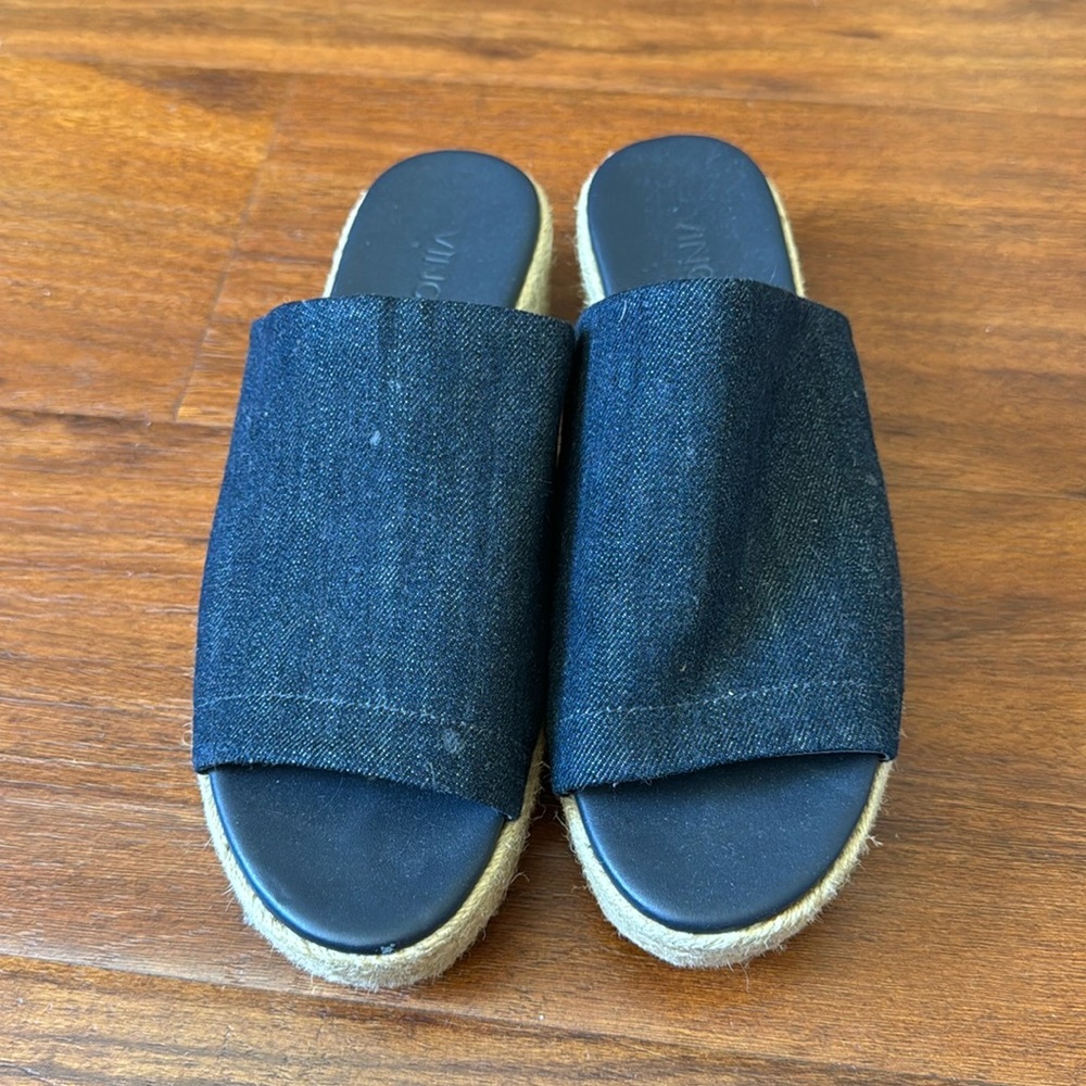 Vince Solana Denim Canvas Espadrille Platform
Slide Sandals Blue Size6.5